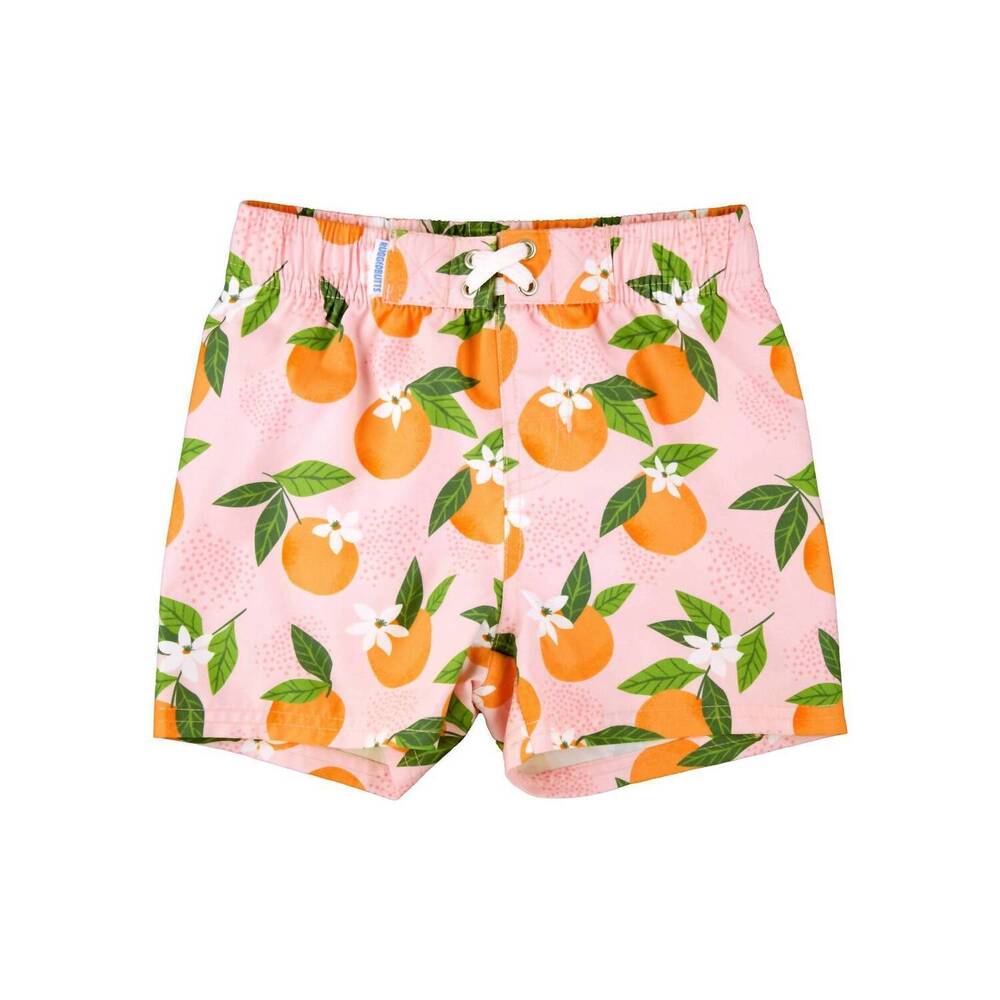NEW RUFFLEBUTTS boys' you the sweetest swim trunks in orange